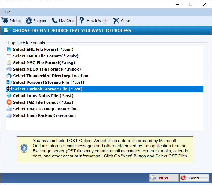 DailySoft OST to EMLX Converter screenshot