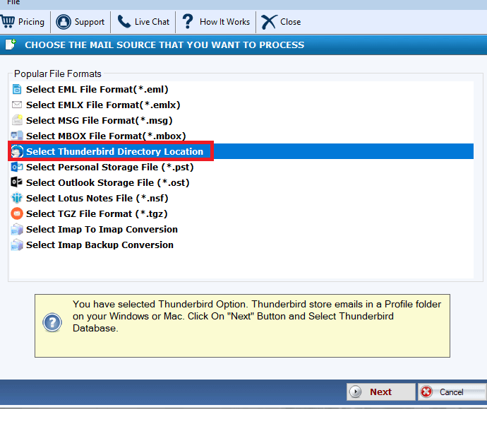 DailySoft Thunderbird to EMLX Converter Windows 11 download