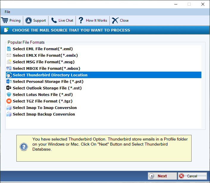 DailySoft Thunderbird to Hotmail Migrato screenshot