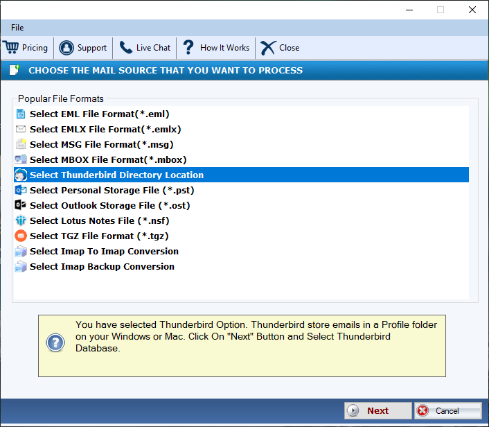 DailySoft Thunderbird to Yahoo Migrator screenshot