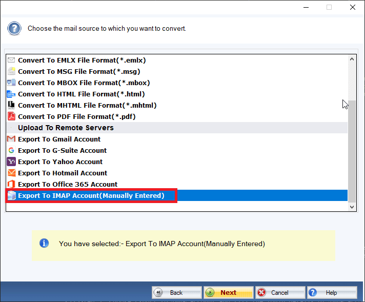 Export to IMAP Account